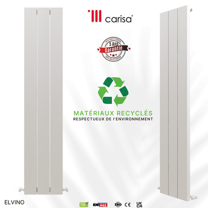 Carisa Elvino Vertikaler Aluminium-Heizkörper, modernes Design, Weiß 