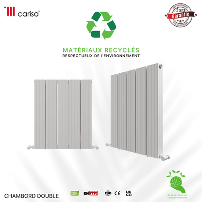 Carisa Chambord Horizontaler Aluminium-Heizkörper, modernes Design, Weiß 