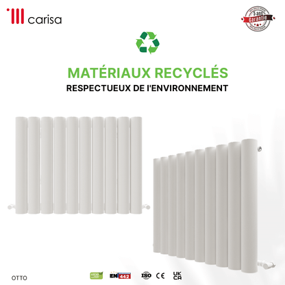 Carisa Otto Aluminium-Heizkörper, horizontal, modernes Design, Weiß 