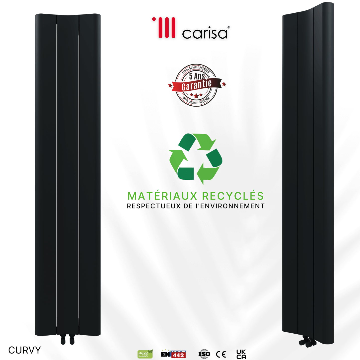 Carisa Curvy Vertikaler Aluminiumheizkörper Modernes Design Anthrazit 