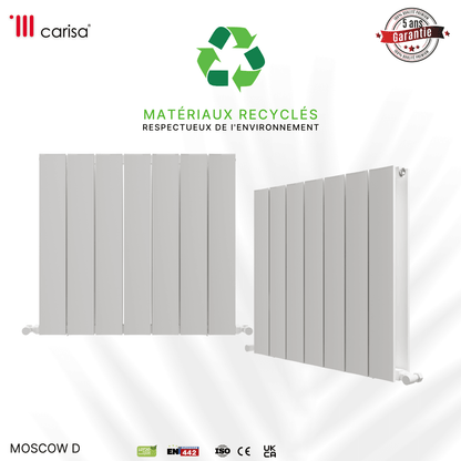 Carisa Moscow D Horizontaler Aluminium-Heizkörper, modernes Design, Weiß 