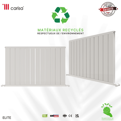 Carisa Elite Horizontaler Aluminium-Heizkörper, modernes Design, glänzendes Weiß 