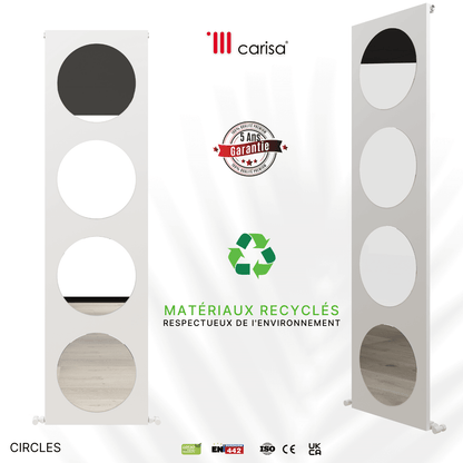 Carisa Circles Vertikaler Aluminium-Heizkörper, modernes Design, Weiß 