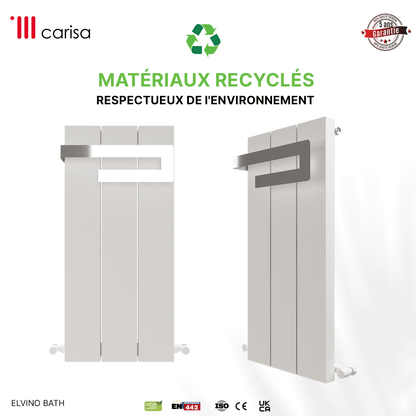Carisa Elvino Bad-Handtuchwärmer aus Aluminium, modernes Design, Weiß 