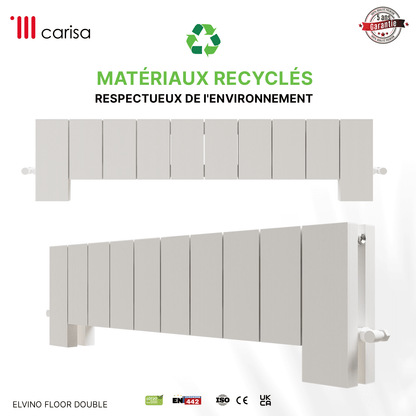 Carisa Elvino Bodenheizkörper aus Aluminium, horizontal, modernes Design, Weiß 