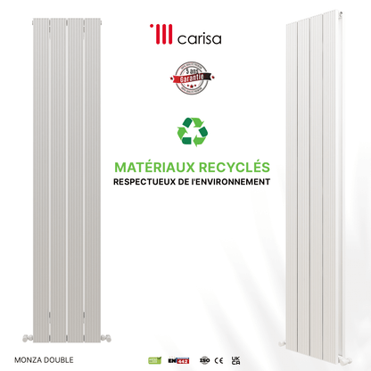Carisa Monza Vertikaler Aluminium-Heizkörper, modernes Design, Weiß 