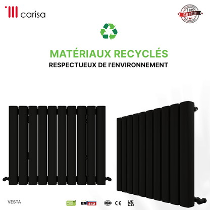 Carisa Vesta Horizontaler Aluminium-Heizkörper, modernes Design, dunkelgrau 