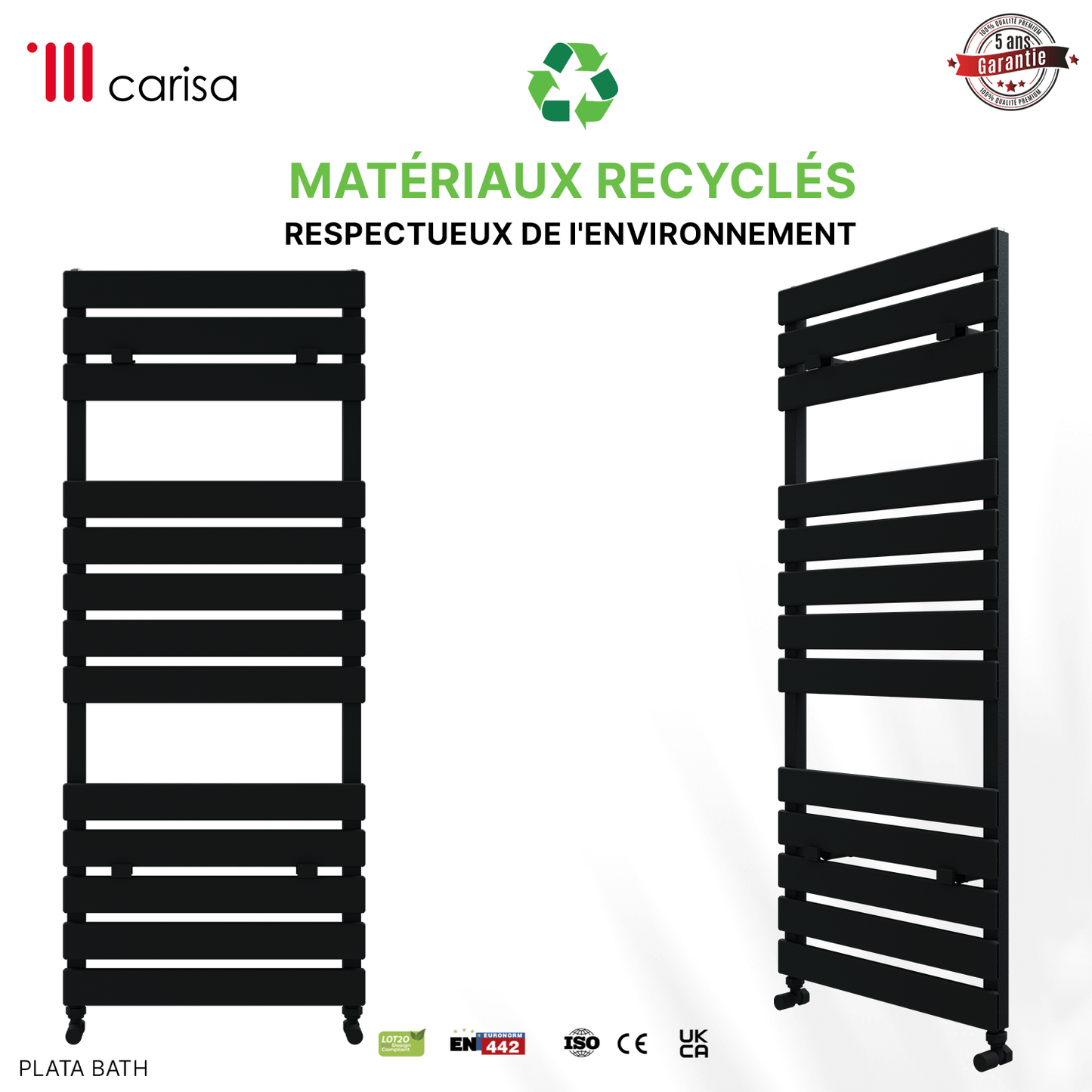 Carisa Plata Bad-Handtuchwärmer aus Aluminium, modernes Design, Anthrazit 