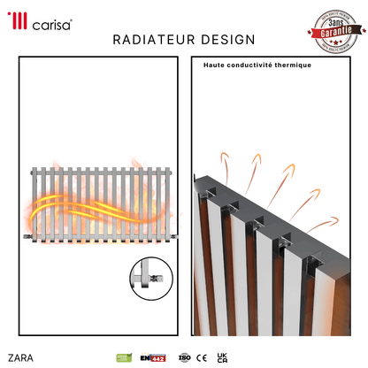 Carisa Zara Horizontaler Stahlheizkörper im modernen Chromdesign 