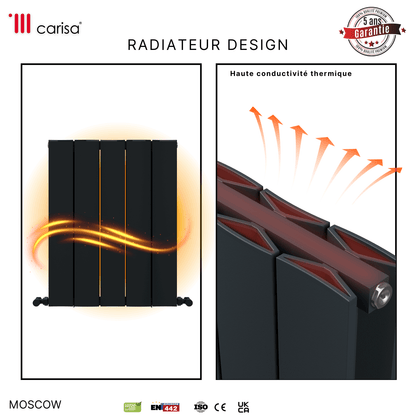 Carisa Moskau Horizontaler Aluminium-Heizkörper, modernes Design, Anthrazit 