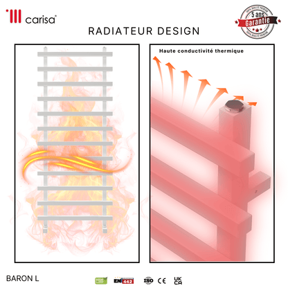Carisa Baron L Handtuchwärmer aus Aluminium, modernes Design, Weiß 