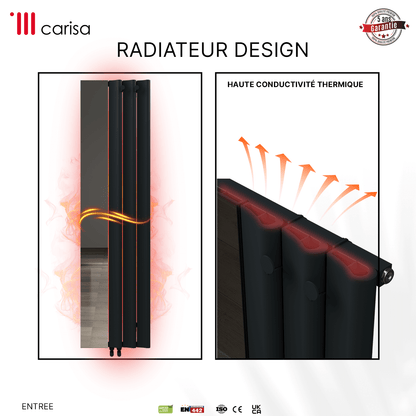 Carisa Entrance Vertikaler Aluminium-Heizkörper, modernes Design, Anthrazit 