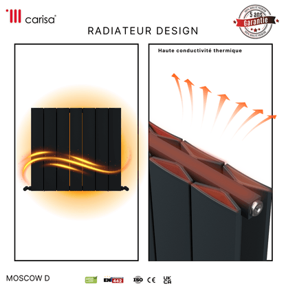 Carisa Moscow D Horizontaler Aluminium-Heizkörper, modernes Design, Anthrazit 
