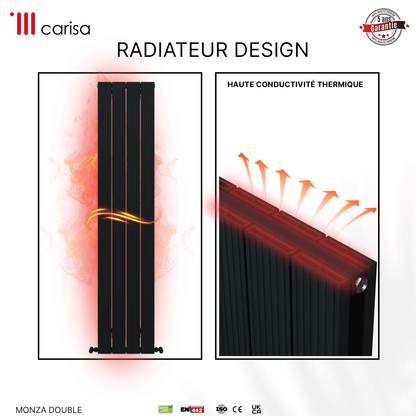 Carisa Monza Vertikaler Aluminium-Heizkörper, modernes Design, Anthrazit 