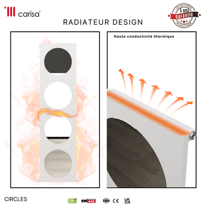 Carisa Circles Vertikaler Aluminium-Heizkörper, modernes Design, Weiß 