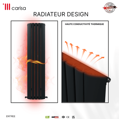 Carisa Gaia Vertikaler Aluminium-Heizkörper, modernes Design, Anthrazit 