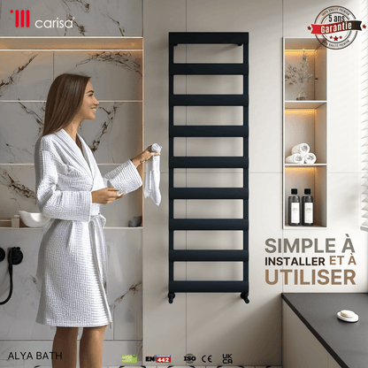 Carisa Alya Bad-Handtuchwärmer aus Aluminium, modernes Design, Anthrazit 