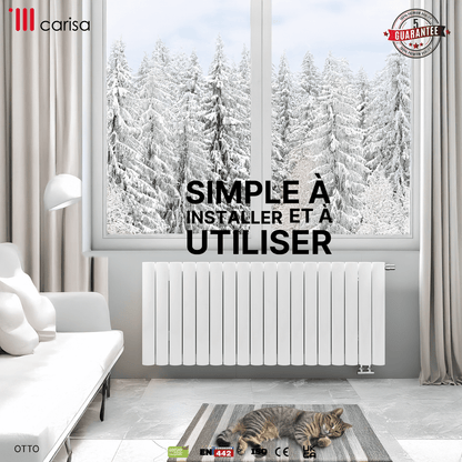 Carisa Otto Aluminium-Heizkörper, horizontal, modernes Design, Weiß 