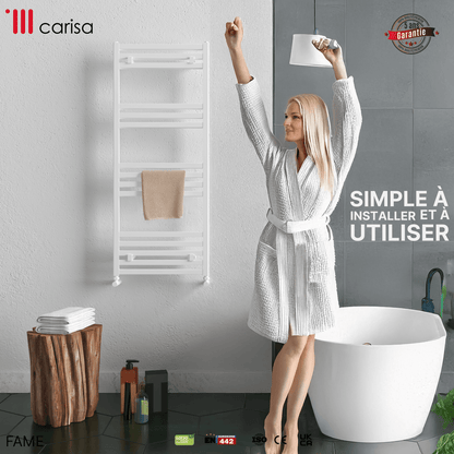 Carisa Fame Handtuchwärmer aus Aluminium, modernes Design, Weiß 