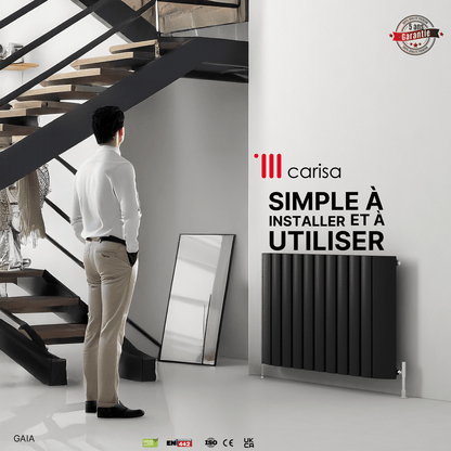 Carisa Gaia Horizontaler Aluminium-Heizkörper, modernes Design, Anthrazit 