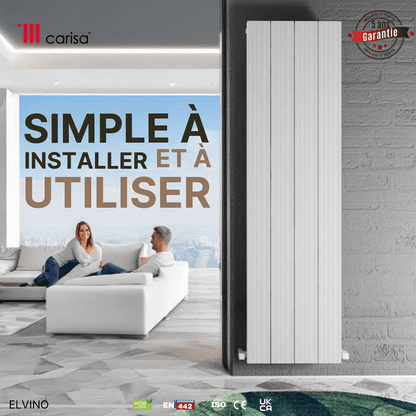 Carisa Elvino Vertikaler Aluminium-Heizkörper, modernes Design, Weiß 