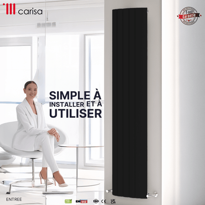 Carisa Gaia Vertikaler Aluminium-Heizkörper, modernes Design, Anthrazit 
