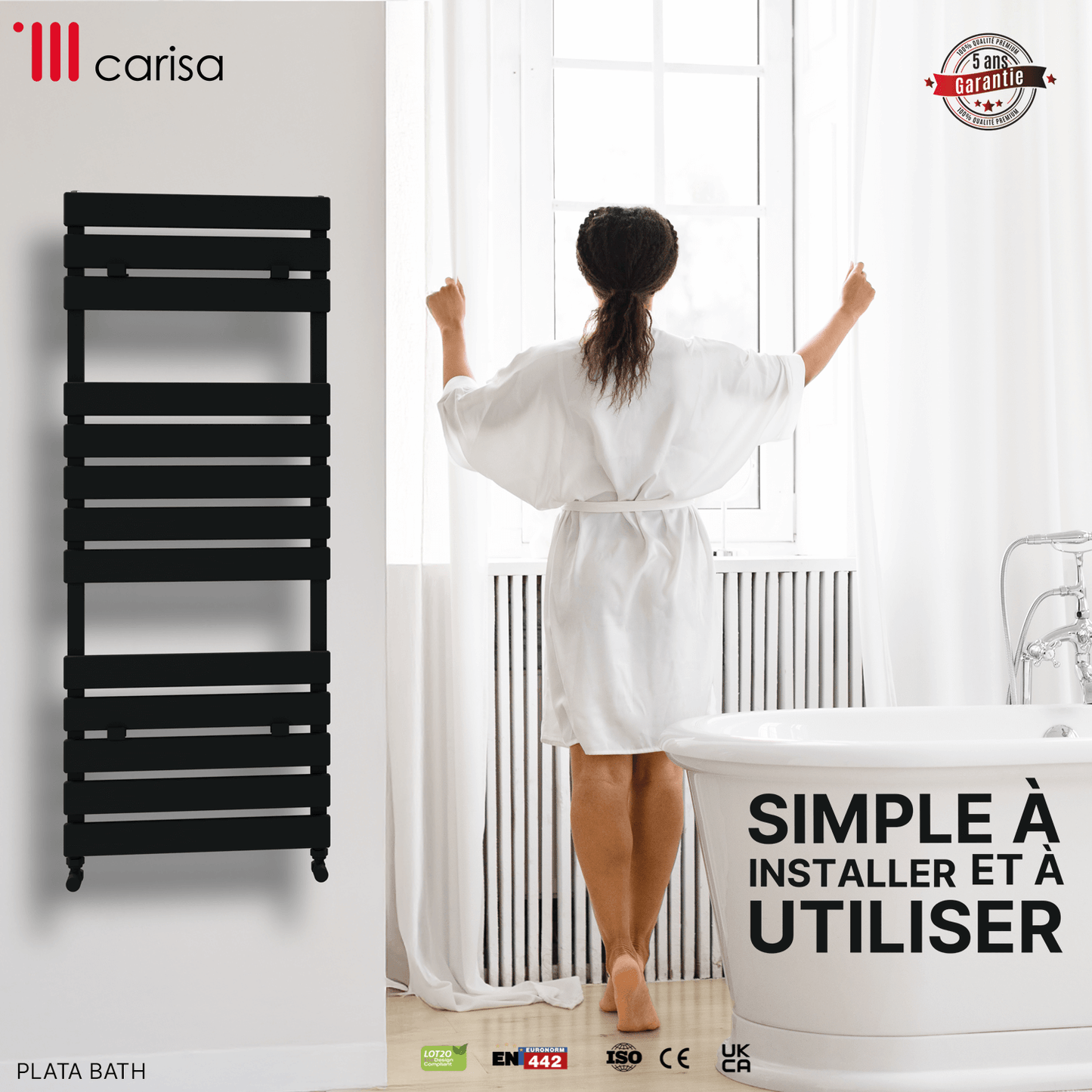 Carisa Plata Bad-Handtuchwärmer aus Aluminium, modernes Design, Anthrazit 
