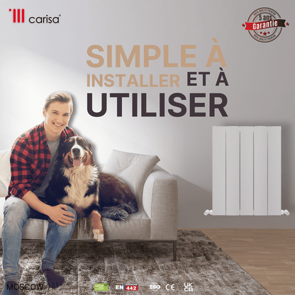 Carisa Moskau Horizontaler Aluminium-Heizkörper, modernes Design, Weiß 