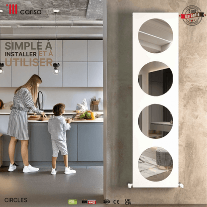 Carisa Circles Vertikaler Aluminium-Heizkörper, modernes Design, Weiß 