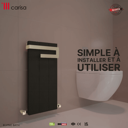 Carisa Elvino Bad-Handtuchwärmer aus Aluminium, modernes Design, Schwarz 