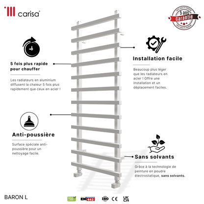 Carisa Baron L Handtuchwärmer aus Aluminium, modernes Design, Weiß 