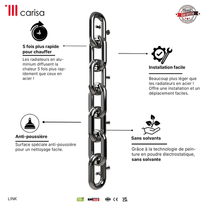 Carisa Link Edelstahl-Heizkörper, vertikal, modernes Design, hochglanzpoliert 