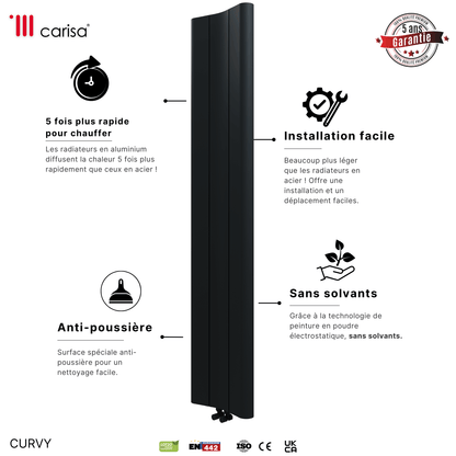Carisa Curvy Vertikaler Aluminiumheizkörper Modernes Design Anthrazit 