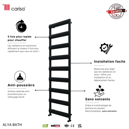 Carisa Alya Bad-Handtuchwärmer aus Aluminium, modernes Design, Anthrazit 