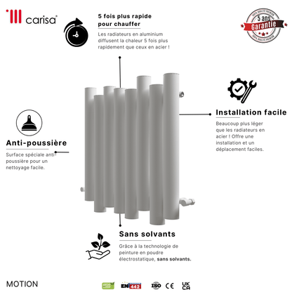 Carisa Motion Horizontaler Aluminium-Heizkörper, modernes Design, Weiß 
