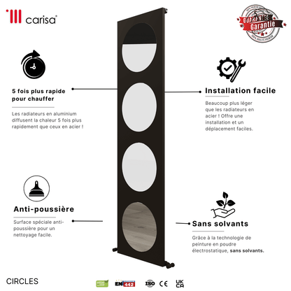 Carisa Circles Vertikaler Aluminiumheizkörper im modernen Kieselstein-Design 