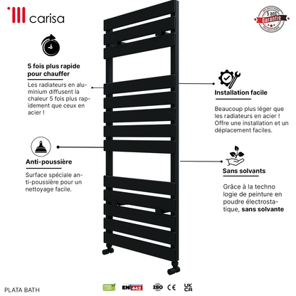 Carisa Plata Bad-Handtuchwärmer aus Aluminium, modernes Design, Anthrazit 