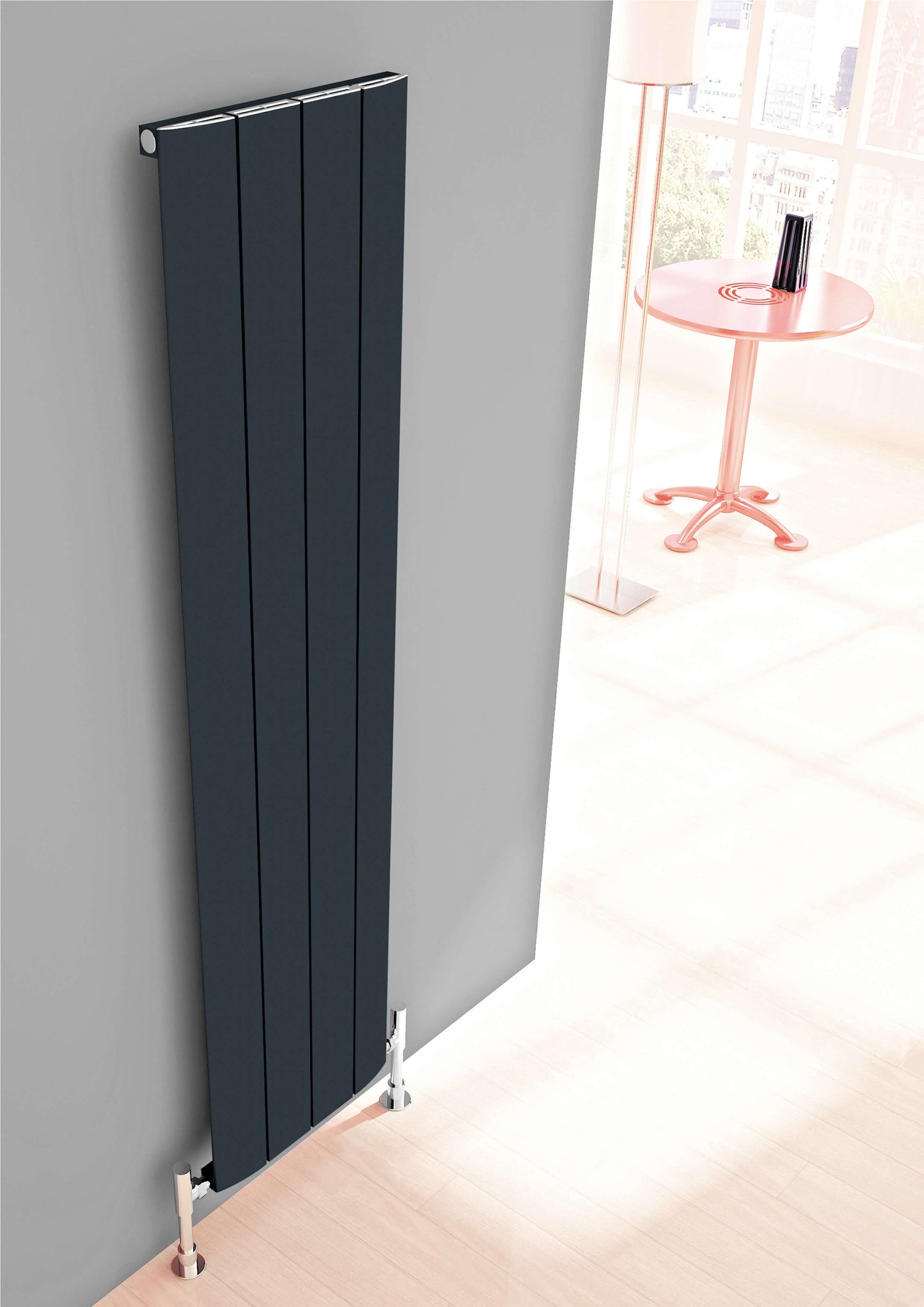 Carisa Slim Vertikaler Aluminiumheizkörper Modernes Design Anthrazit 