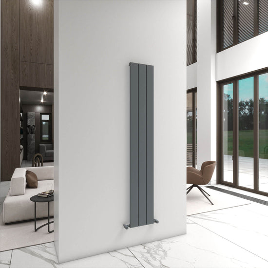 Carisa Angers Vertikaler Aluminium-Heizkörper, modernes Design, hellgrau 