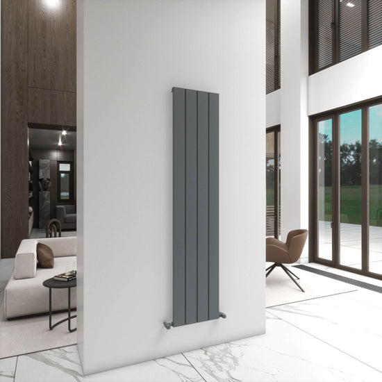 Carisa Angers Vertikaler Aluminium-Heizkörper, modernes Design, hellgrau 