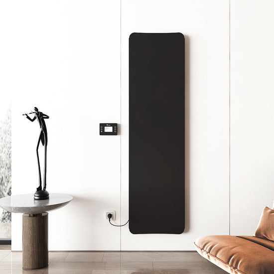 Carisa Boreas flacher vertikaler elektrischer Heizkörper, modernes Design, Schwarz 