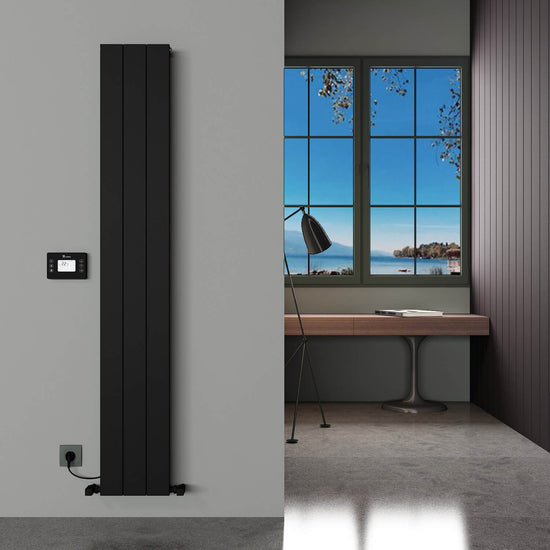 Carisa Boreas Hybrid N Vertikaler elektrischer Heizkörper, modernes Design, Schwarz 