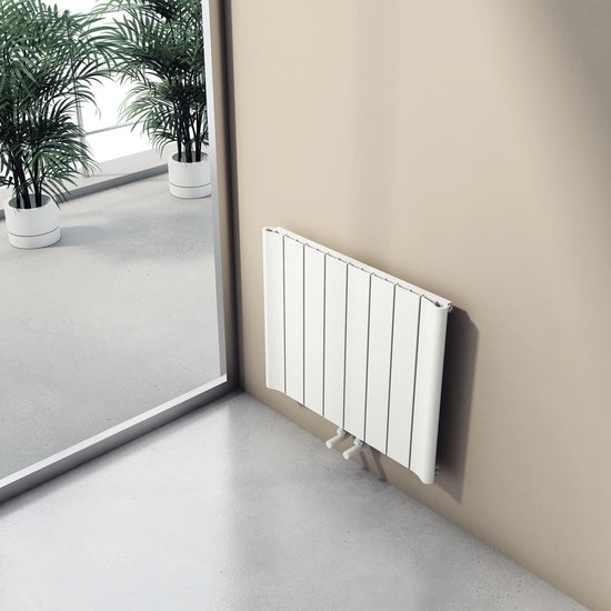 Carisa Burano Horizontaler Aluminium-Heizkörper, modernes Design, Weiß 