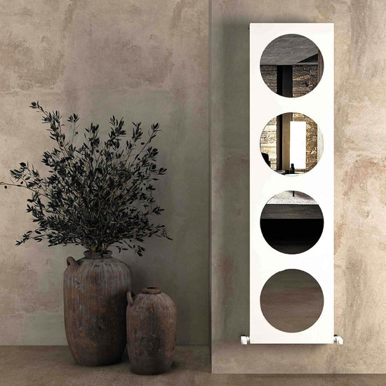 Carisa Circles Vertikaler Aluminium-Heizkörper, modernes Design, Weiß 
