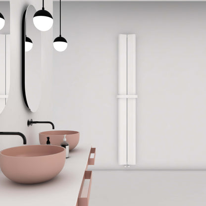 Carisa Curvy Bad-Handtuchwärmer aus Aluminium, modernes Design, Weiß 