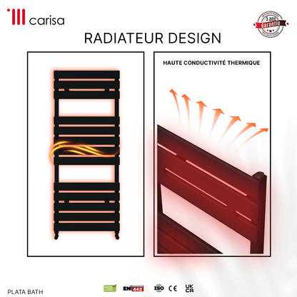 Carisa Plata Bad-Handtuchwärmer aus Aluminium, modernes Design, Anthrazit 