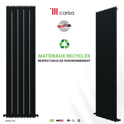 Carisa Pipette Vertikaler Aluminium-Heizkörper, modernes Design, Anthrazit 