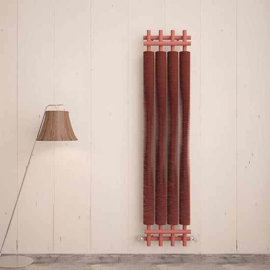 Carisa Dora Vertikaler Stahlheizkörper, modernes Design, mattes Kupfermetallic 
