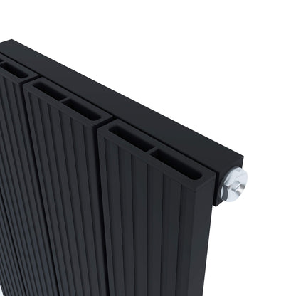 Carisa Monza Horizontaler Aluminium-Heizkörper, modernes Design, Schwarz 