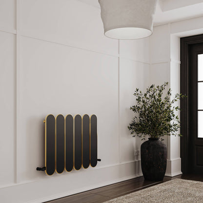 Carisa Magico Horizontaler Aluminium-Heizkörper, modernes Design, Schwarz 